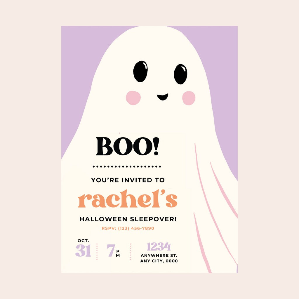 Frills and Thrills Ghost Party Digital Party Invitation