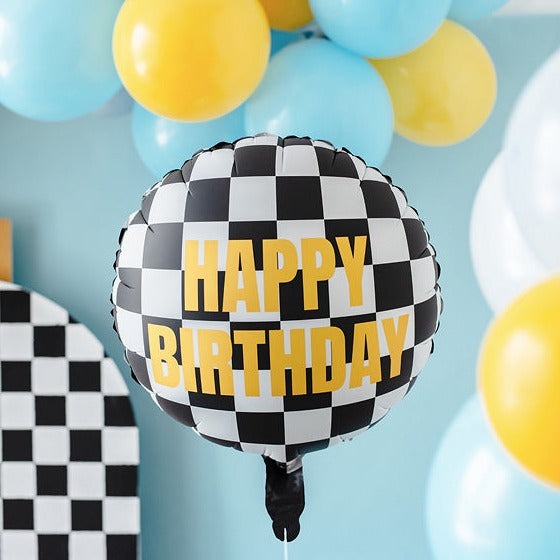 Checkered Happy Birthday Balloon