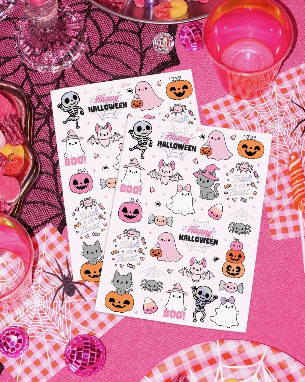 Pink Halloween Kawaii Temporary Tattoos