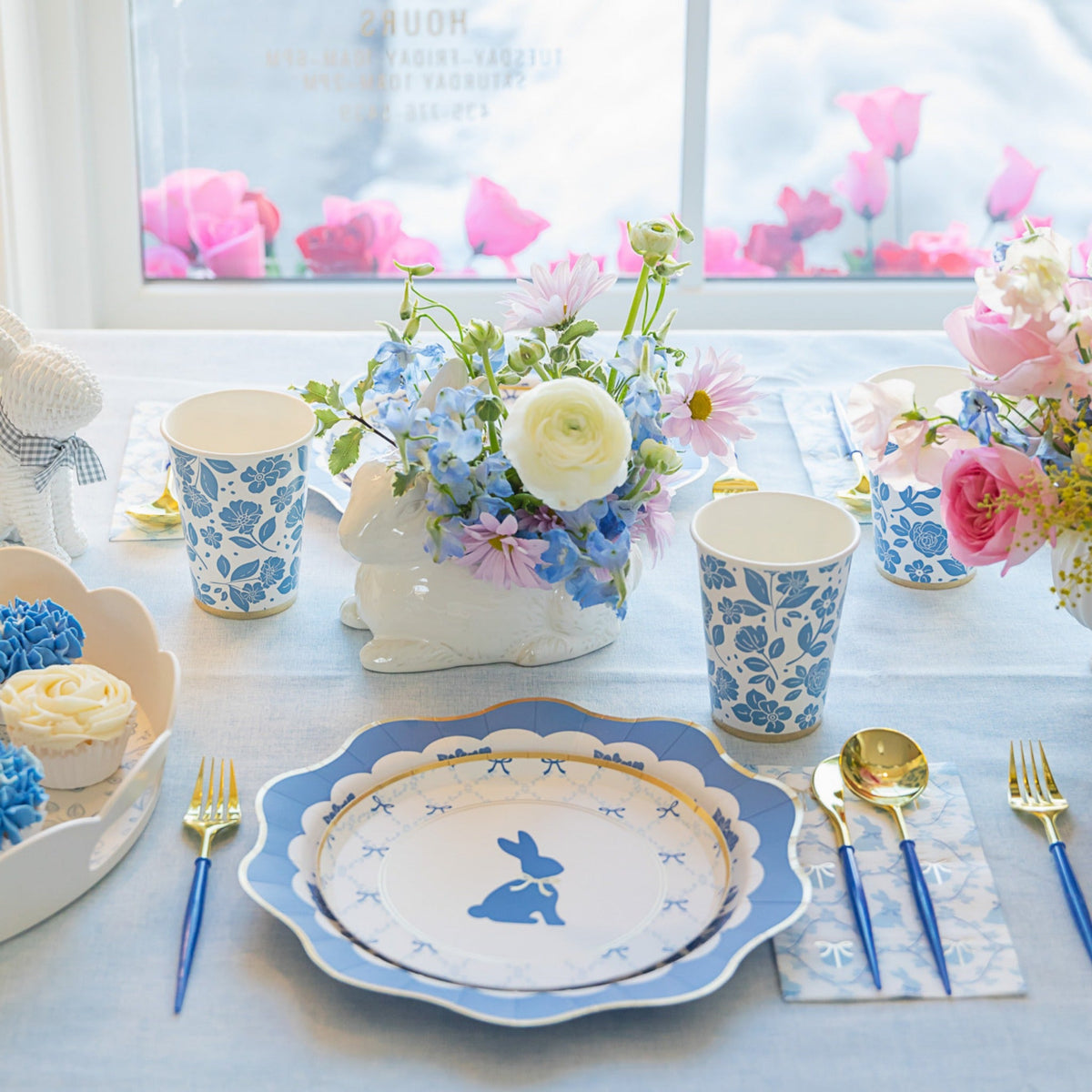 Belle Blue Elegant Floral Cups