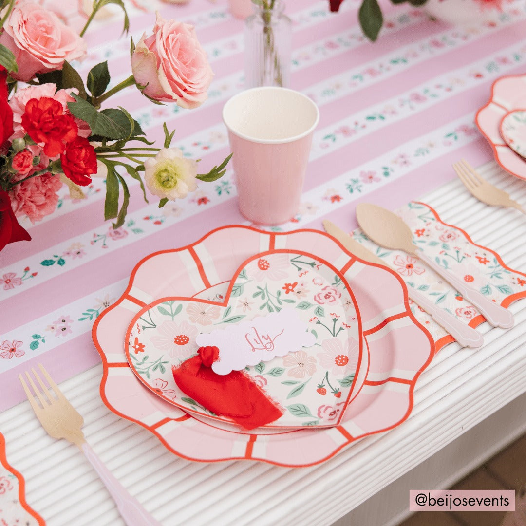 Pink & Red Floral Heart Plates