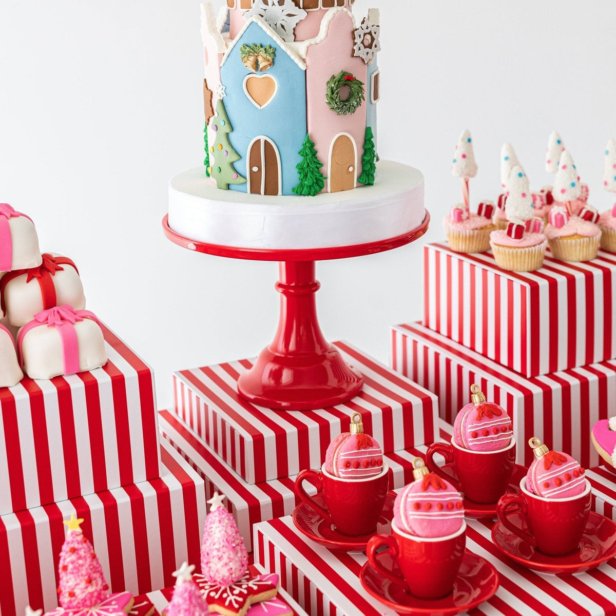 Cherry Red Cabana Stripe Display Box Risers
