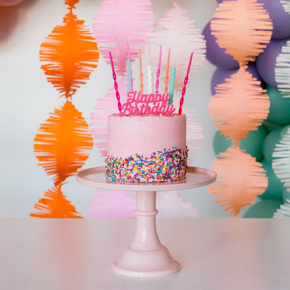 Pink Happy Birthday Candle