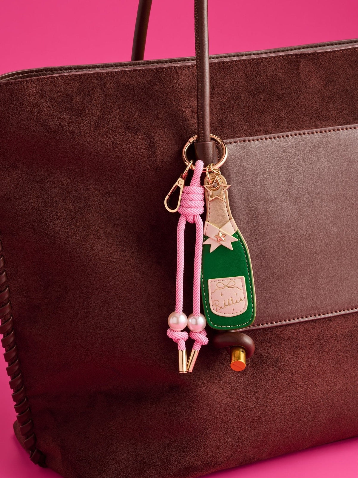 Shiraleah Champagne Bottle Bag Charm/Key Ring