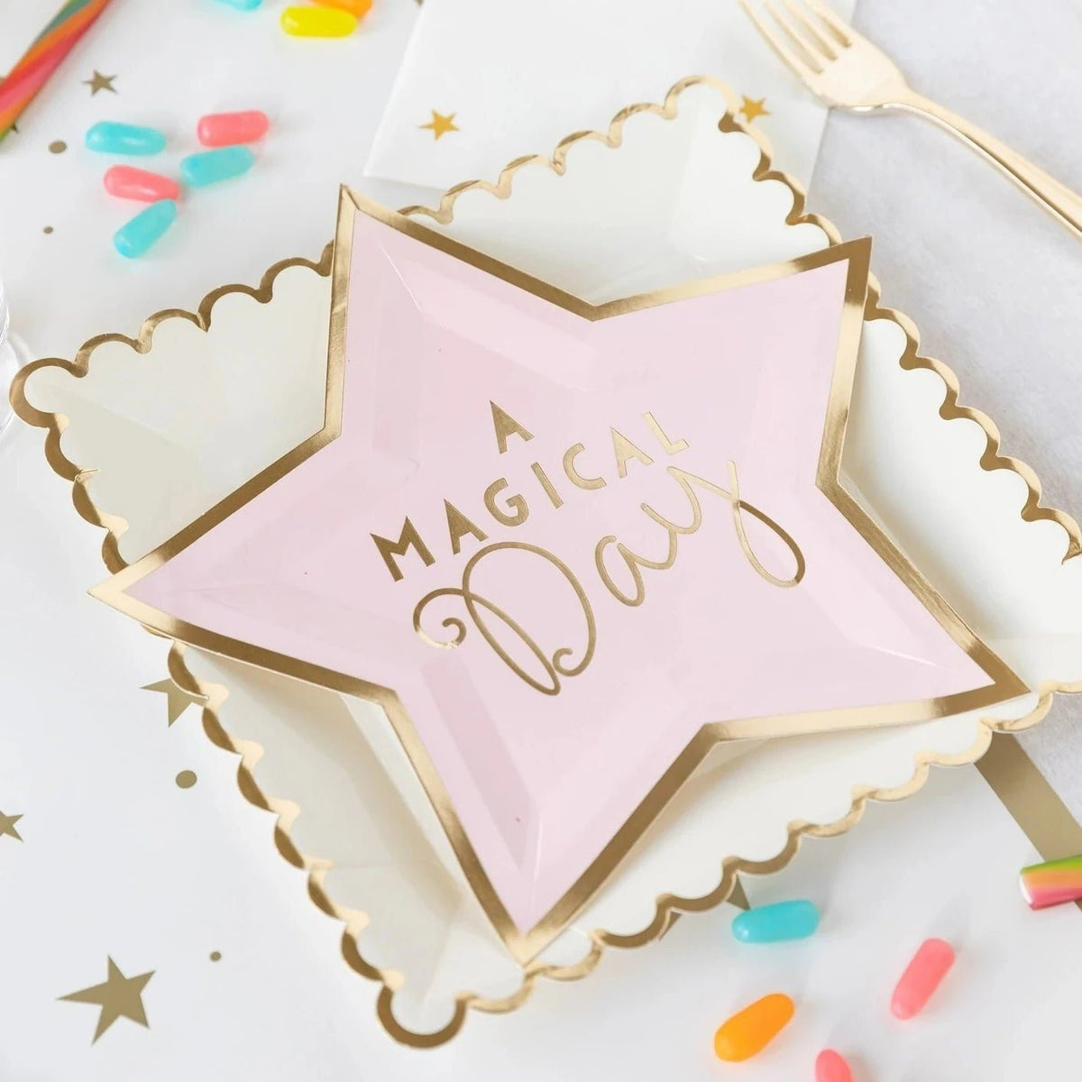 Gold Metallic Stars Table Runner