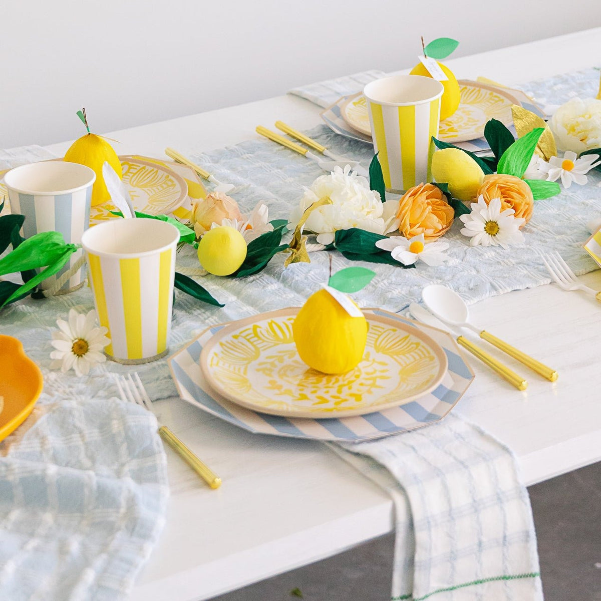 Soleil Yellow Signature Cabana Stripe Cups