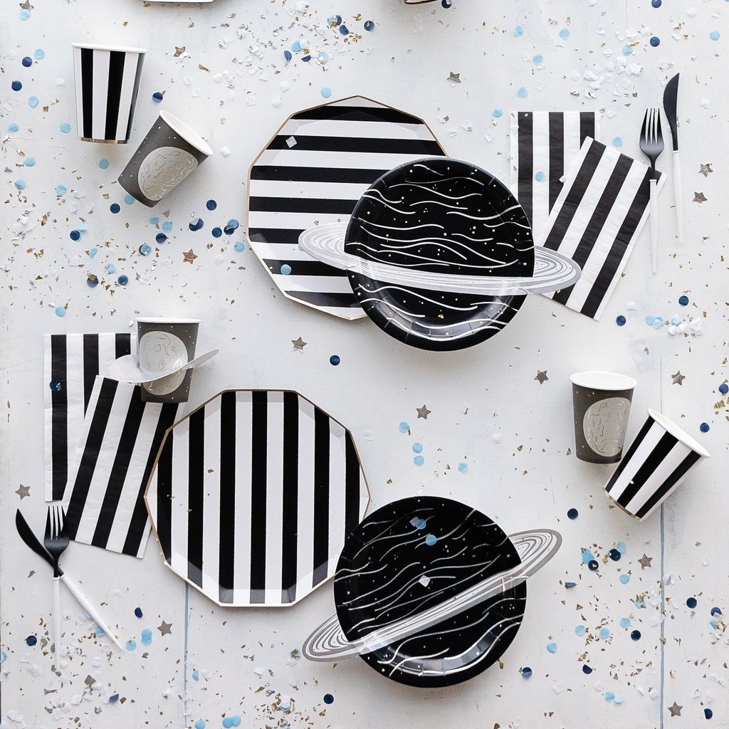 Black Noir Cabana Stripe Guest Towels