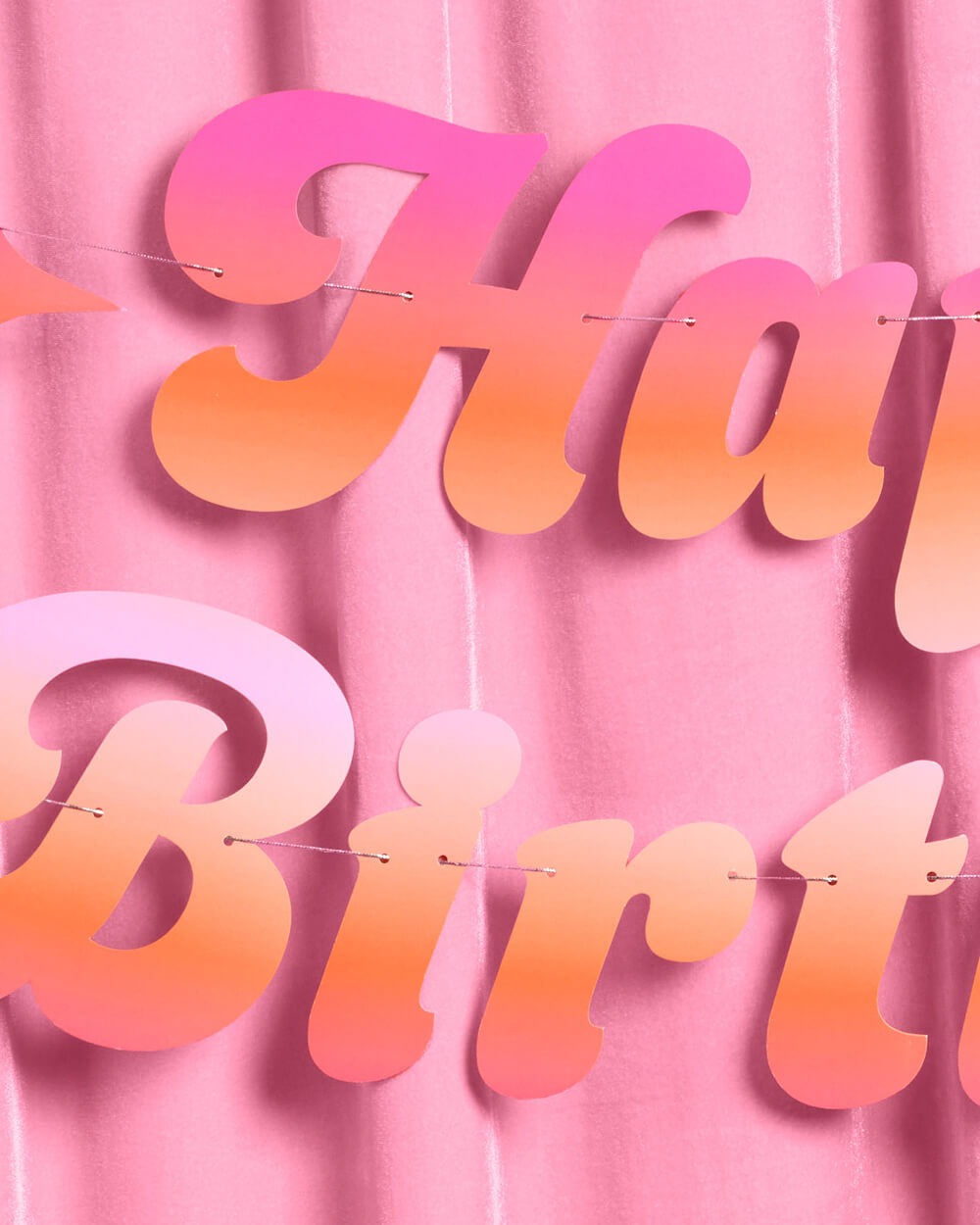Pink & Orange Happy Birthday Banner