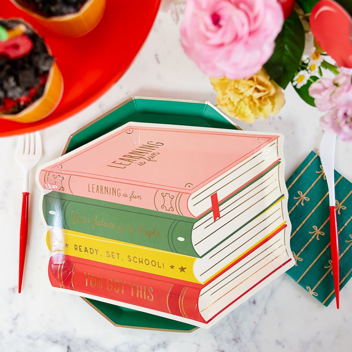 Stack of Books Paper Plates