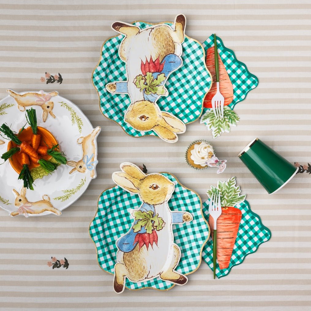 Elegant Emerald Green Gingham Dinner Napkins