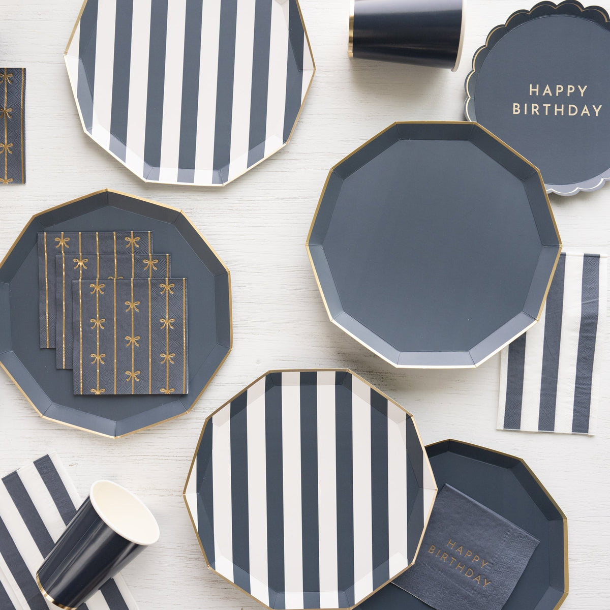 Midnight Blue Signature Cabana Stripe Plates