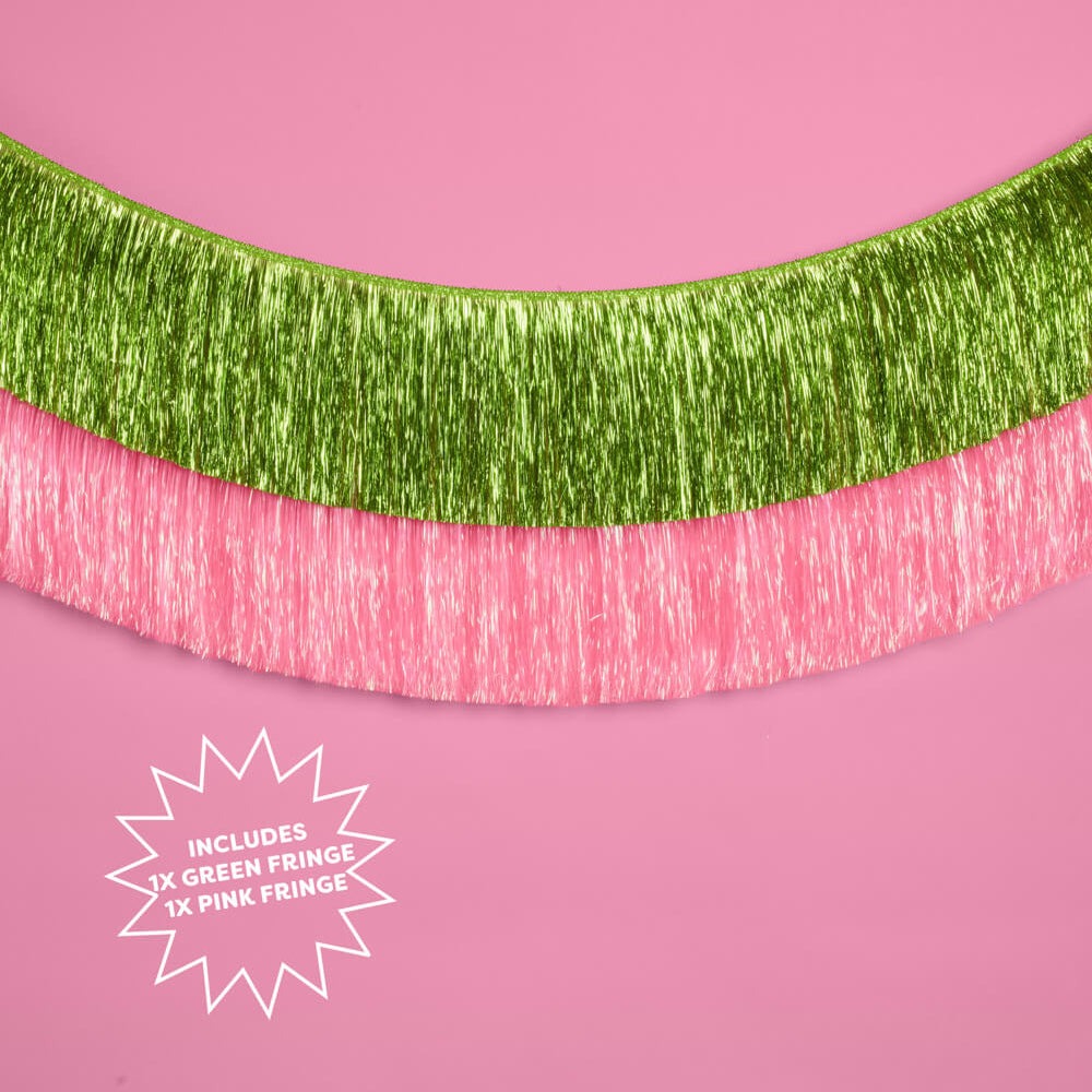 Pink and Green Fringe Banner Set