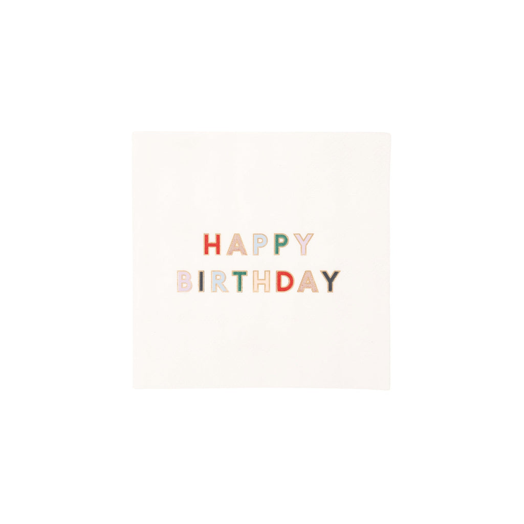 Blanc White Signature Happy Birthday Cocktail Napkins