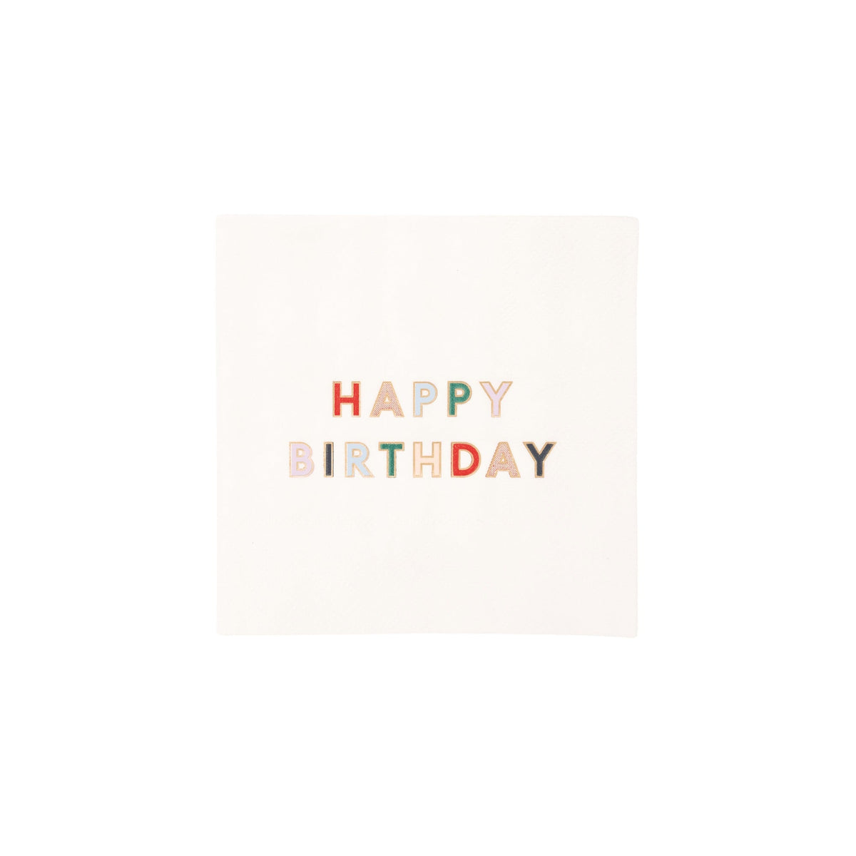 Blanc White Signature Happy Birthday Cocktail Napkins
