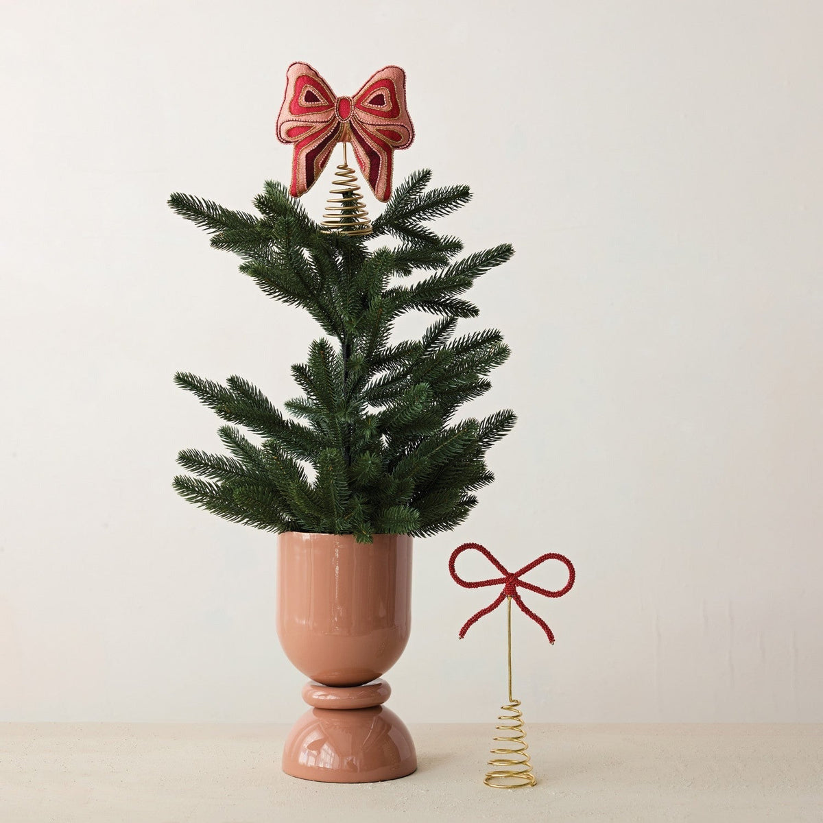 Cotton Embroidered Bow Tree Topper