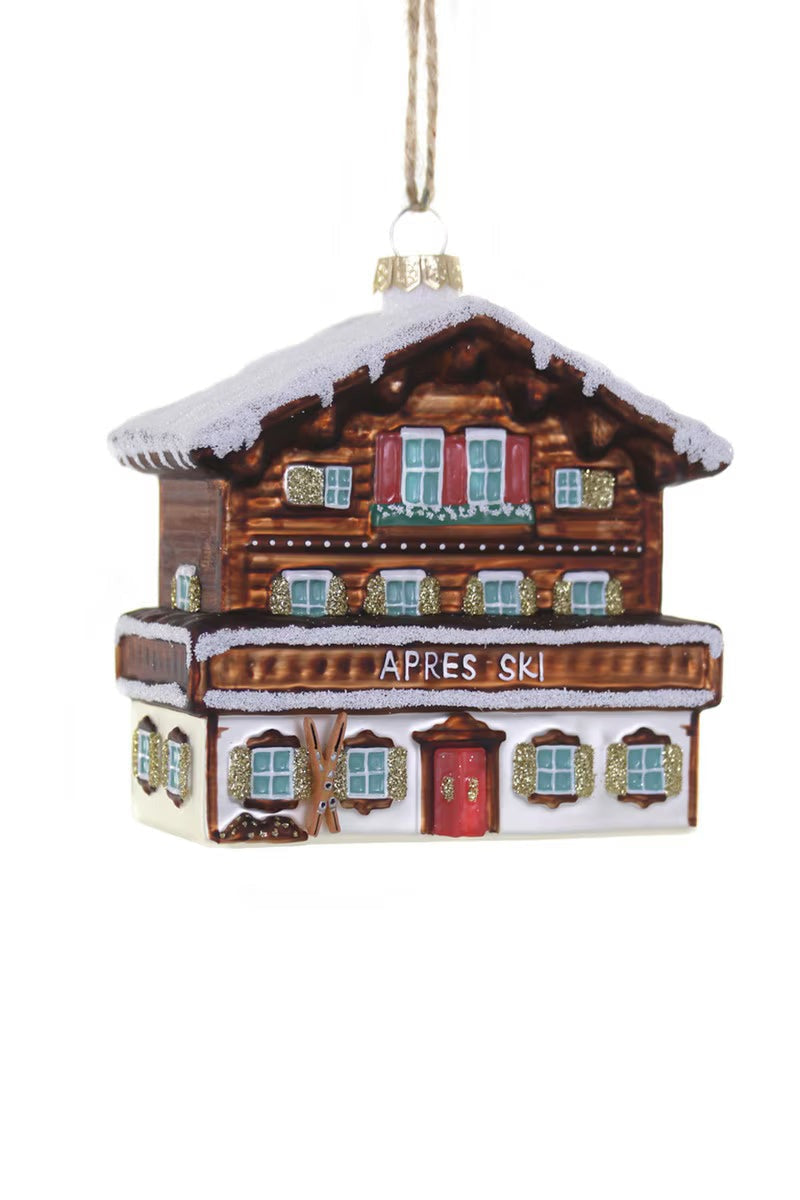 Ski Chalet Glass Ornament by Cody Foster