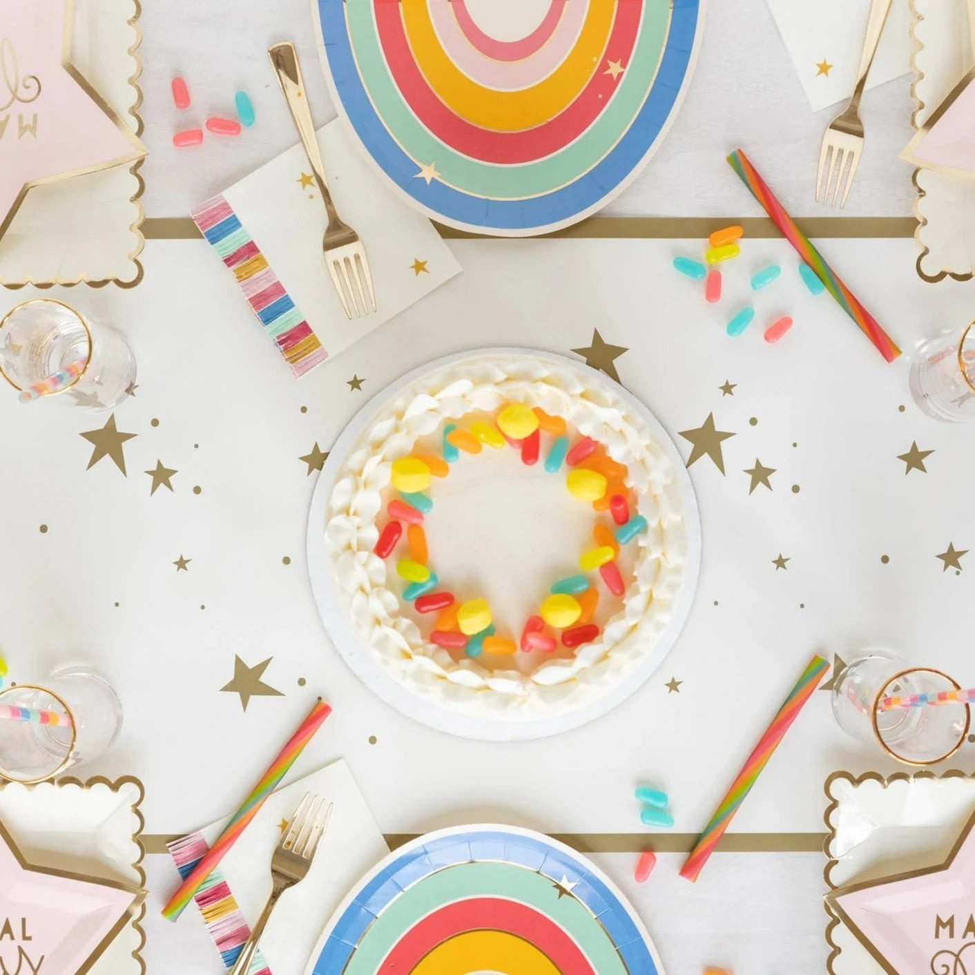 Gold Metallic Stars Table Runner
