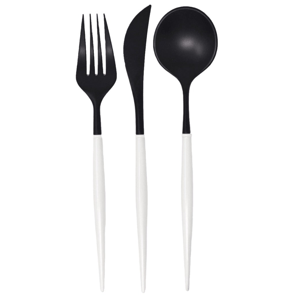 Fancy Black & White Cutlery