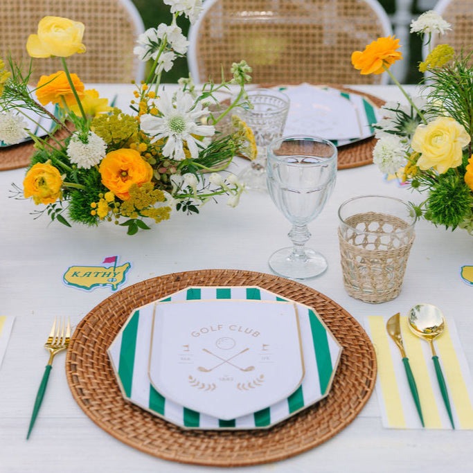 Emerald Green Signature Cabana Stripe Plates
