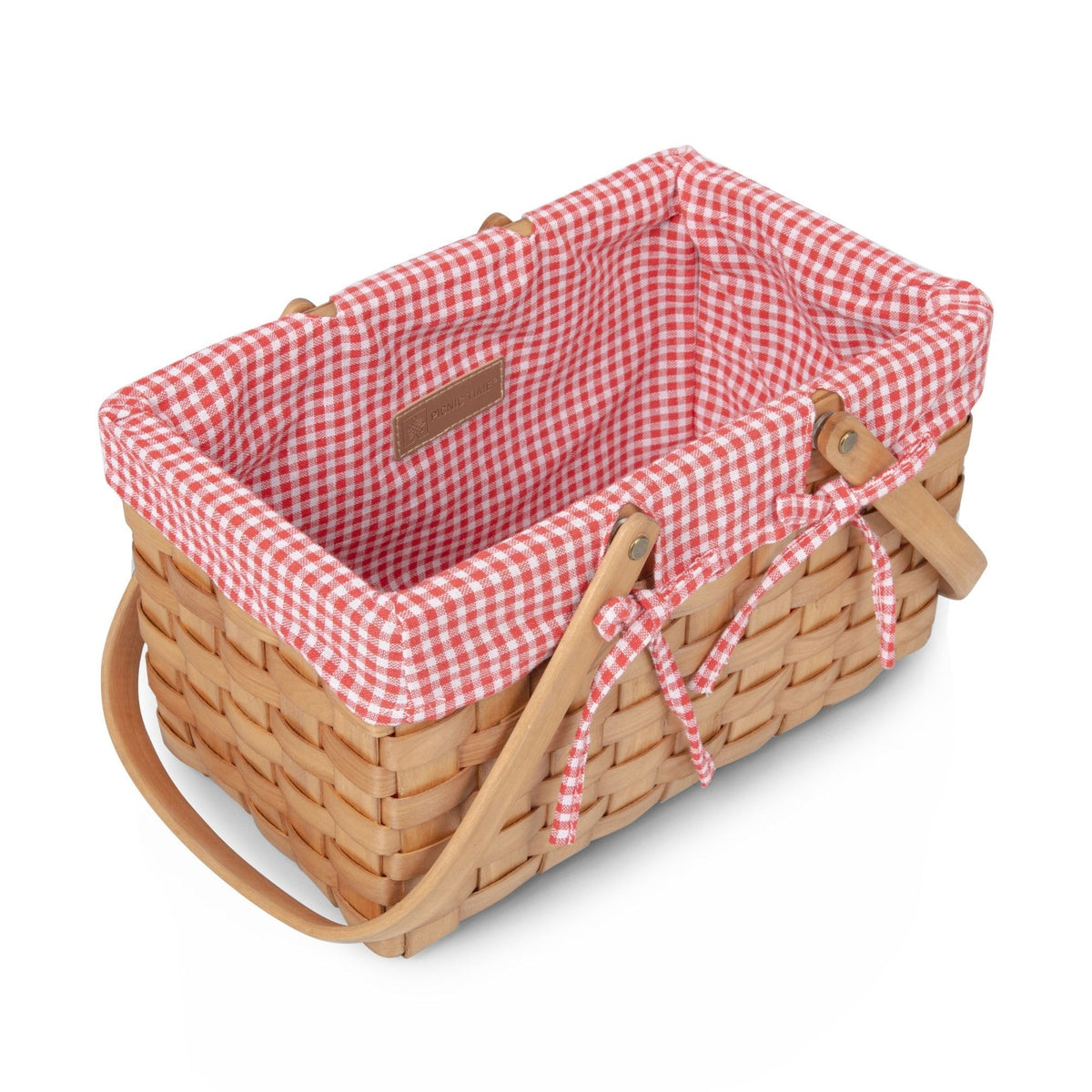 White & Red Gingham Farmhouse Picnic Basket