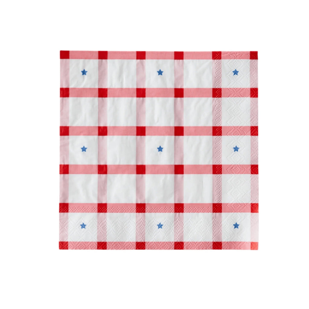 Red Gingham 4th of July Large Napkins