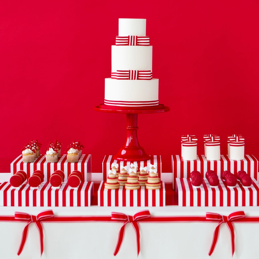 Cherry Red Cabana Stripe Display Box Risers