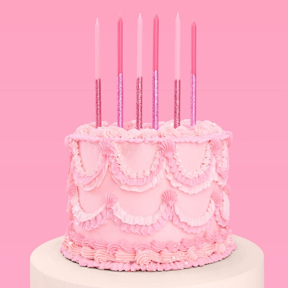 Shades of Pink Glitter Birthday Candles