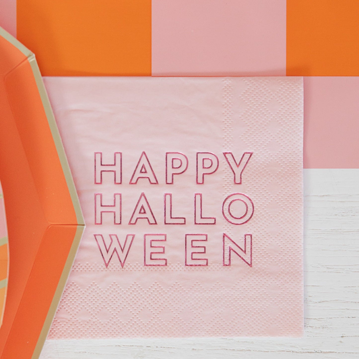 Happy Halloween Pink Cocktail Napkins