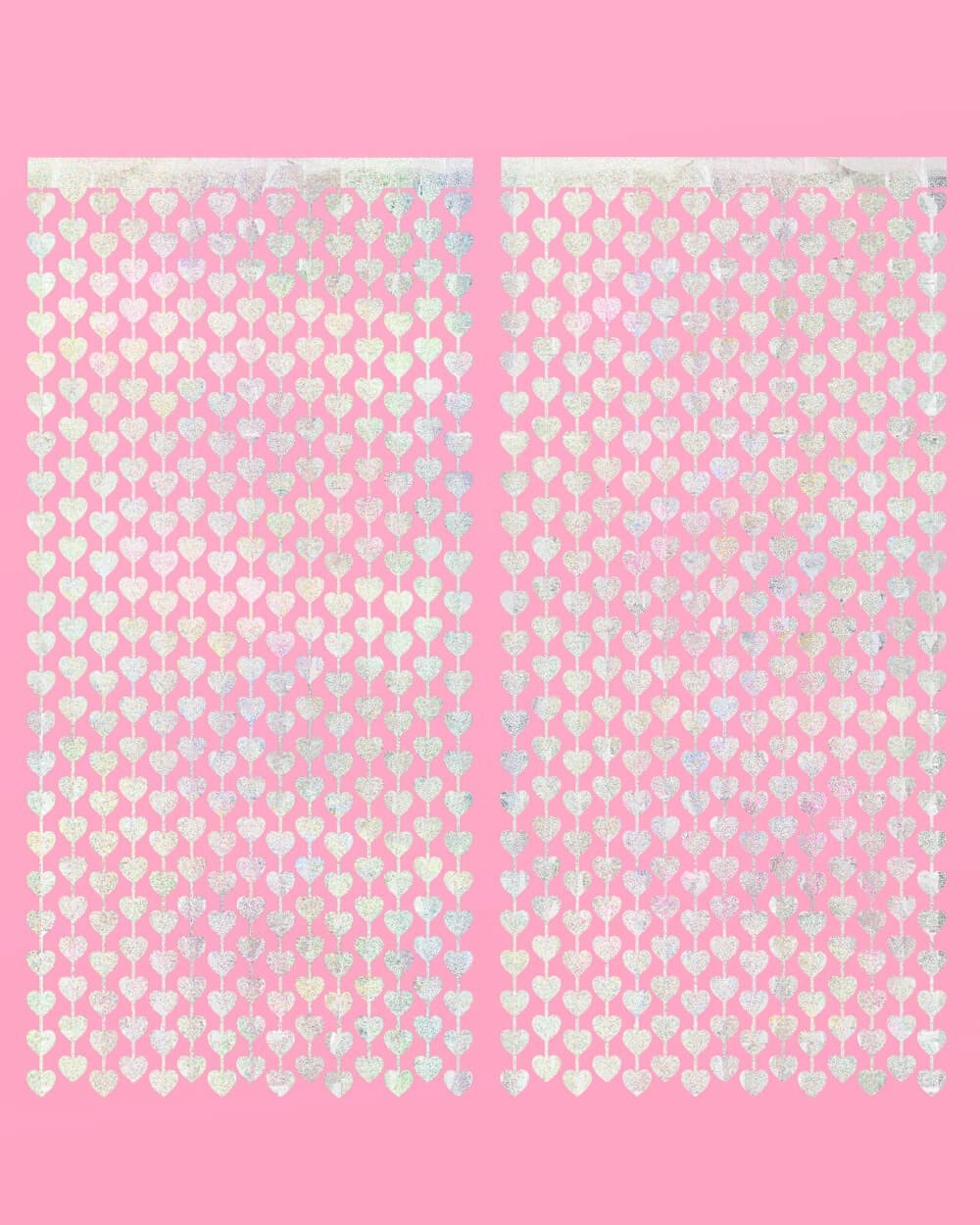 Iridescent Silver Heart Curtain Backdrop