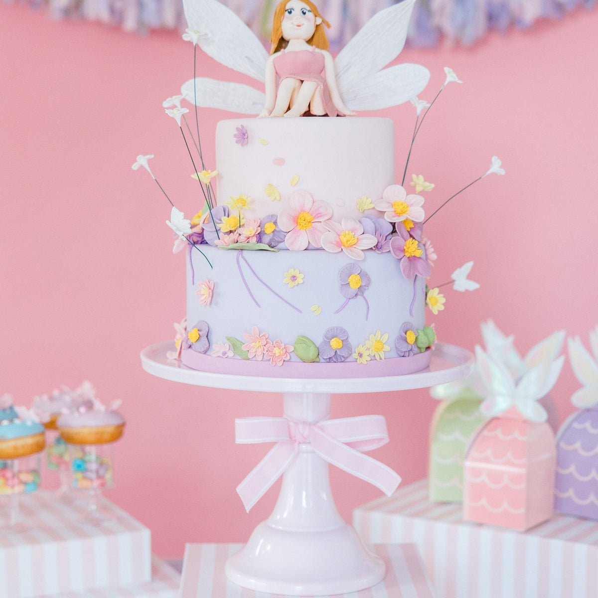 Large Petal Pink Pedestal Melamine Cake Stand