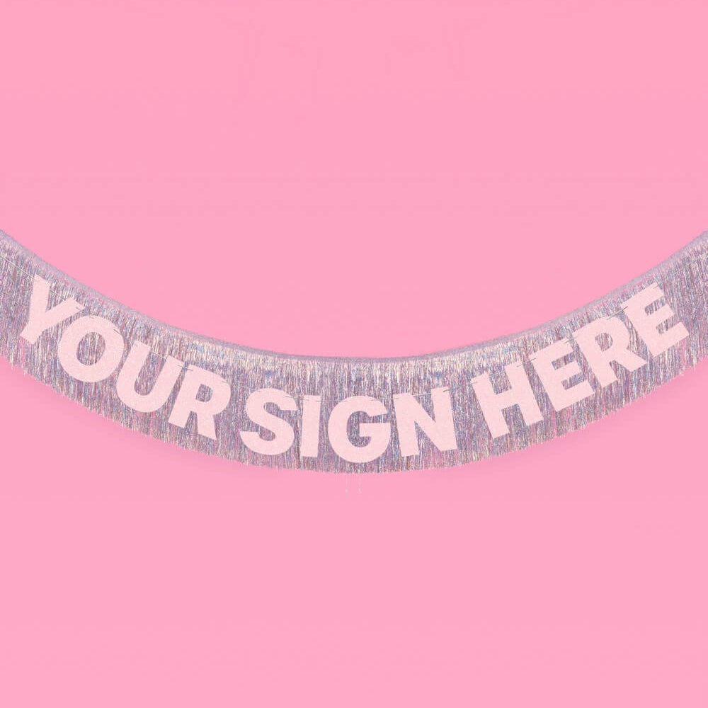 Silver Iridescent Fringe Foil Banner