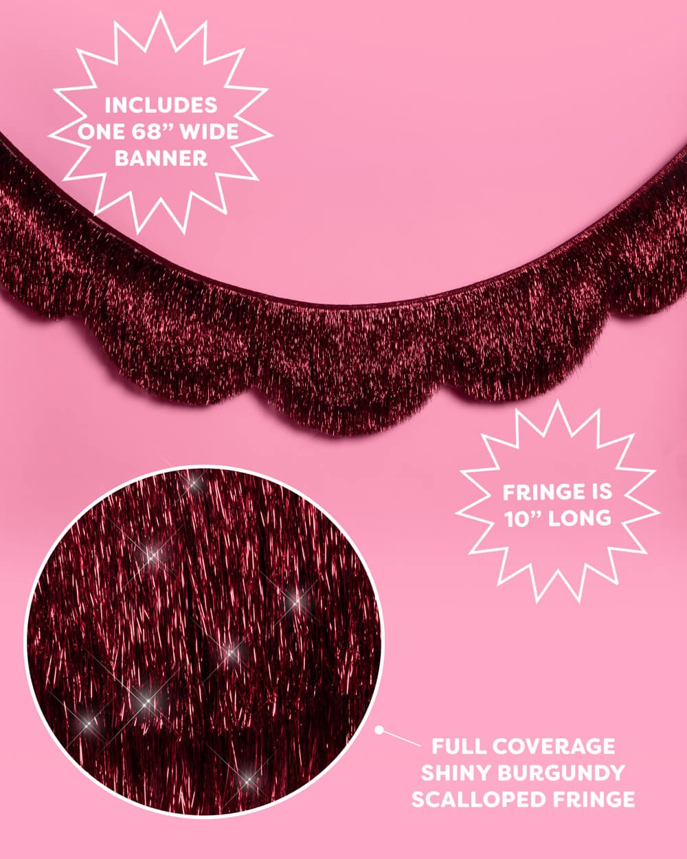 Burgundy Scallop Fringe Banner