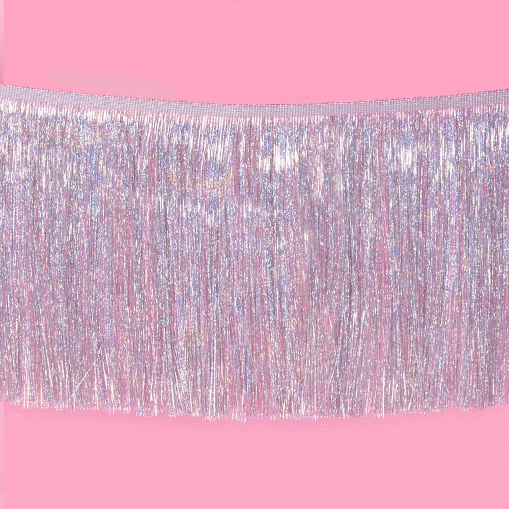 Silver Iridescent Fringe Foil Banner