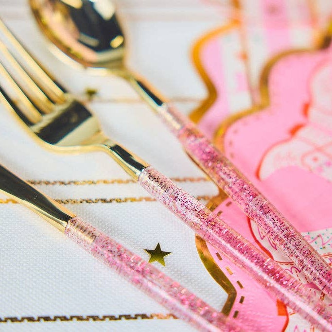 Gold & Pink Confetti Cutlery