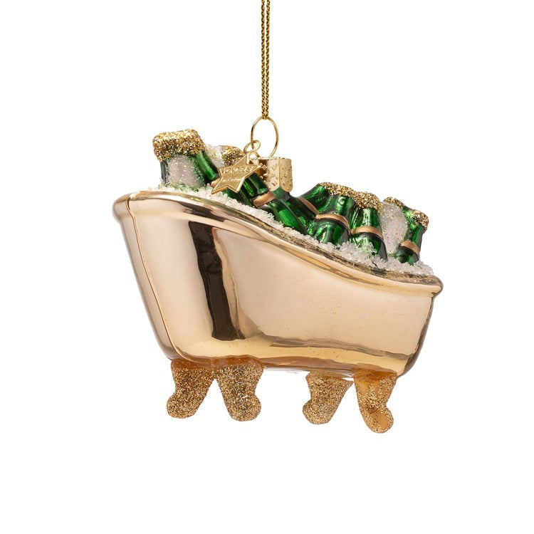 Champagne Bathtub Glass Ornament