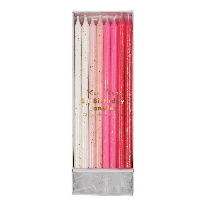Pink Glitter Birthday Candles