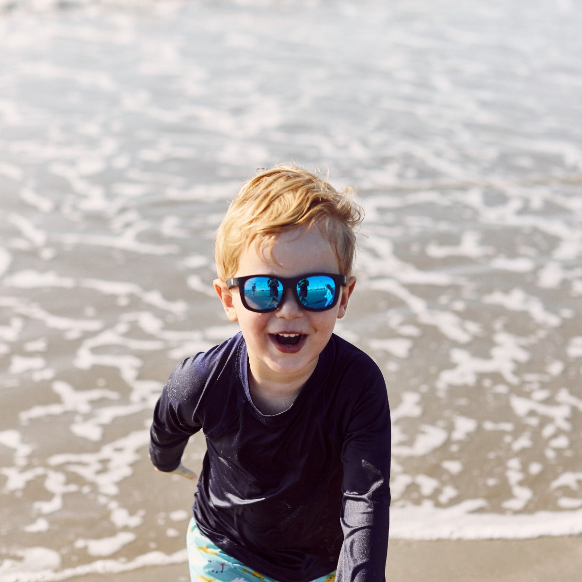 Kids Black Polarized Aviator Sunglasses