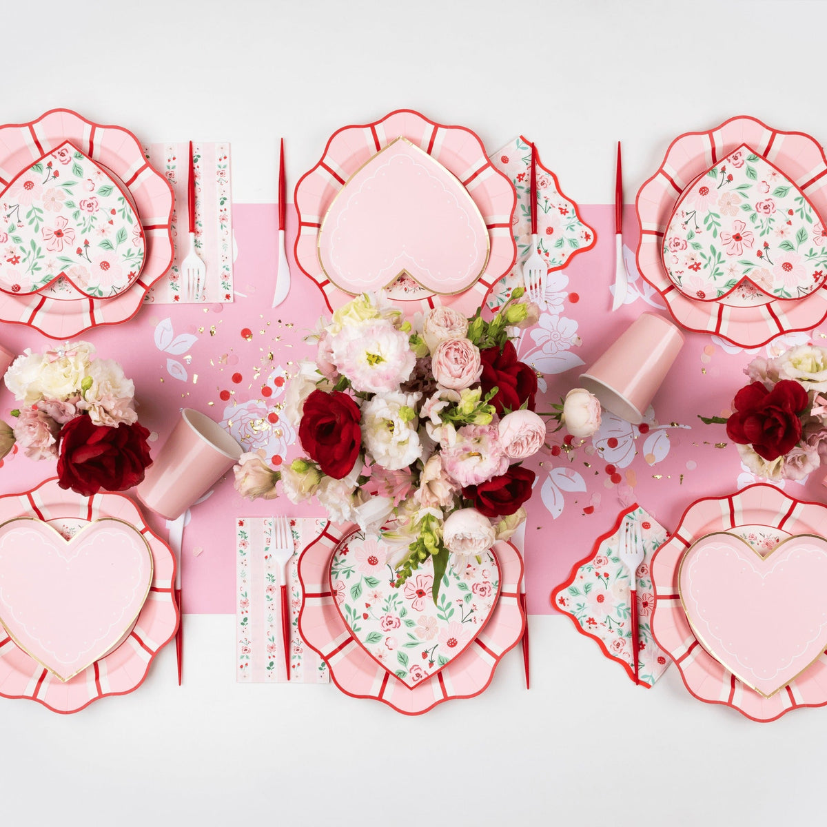 Pink & Red Floral Stripe Guest Towels