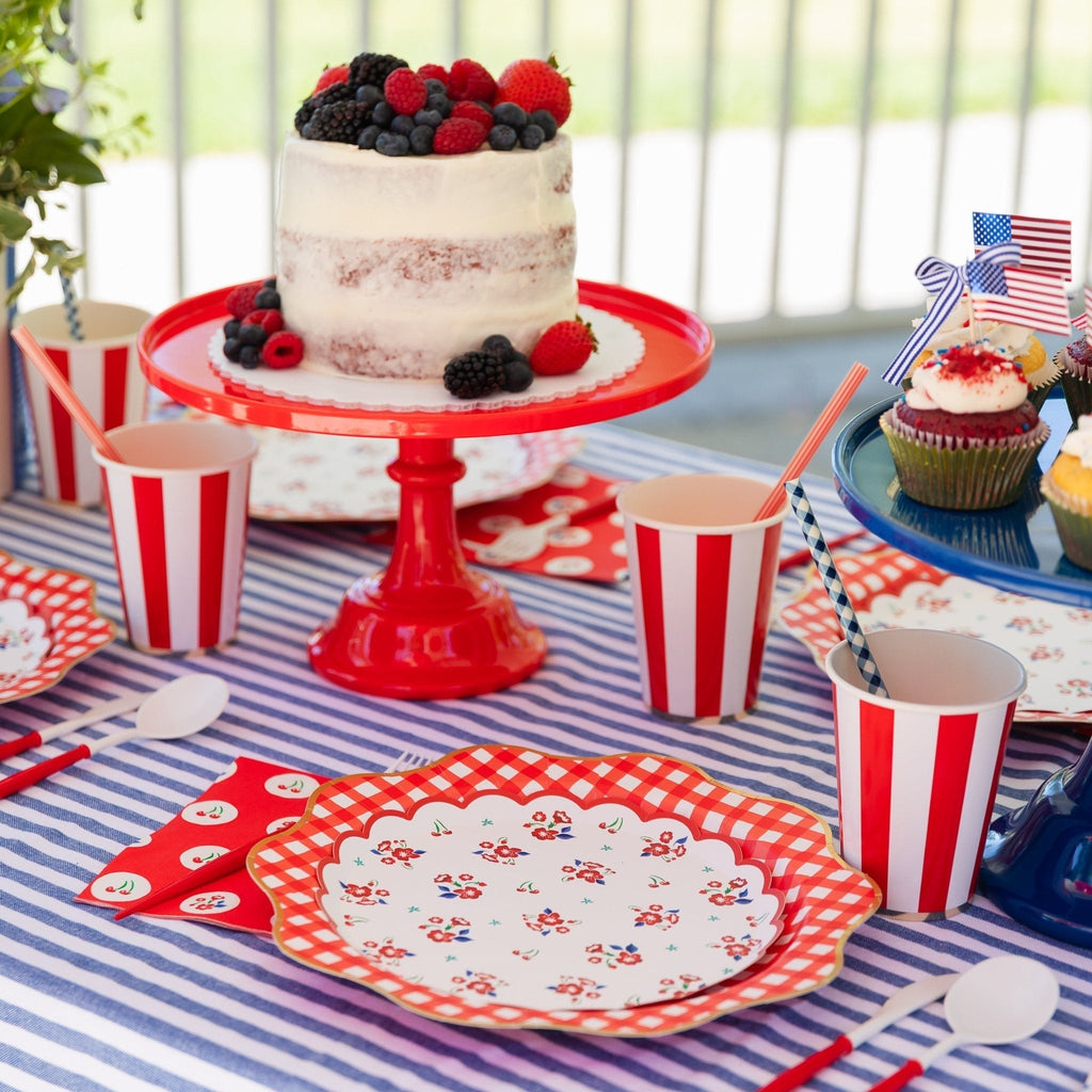 Large Cherry Red Pedestal Melamine Cake Stand