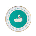 Christmas Floral Swan Print Green Small Plates