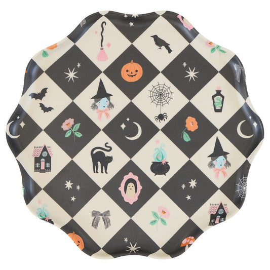 Patchwork Halloween Reusable Large Plates