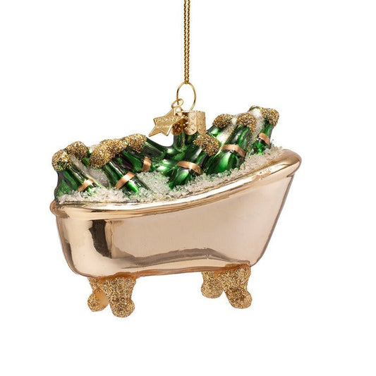 Champagne Bathtub Glass Ornament
