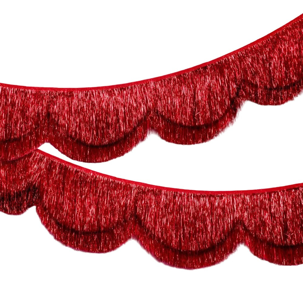 Red Scallop Fringe Banner