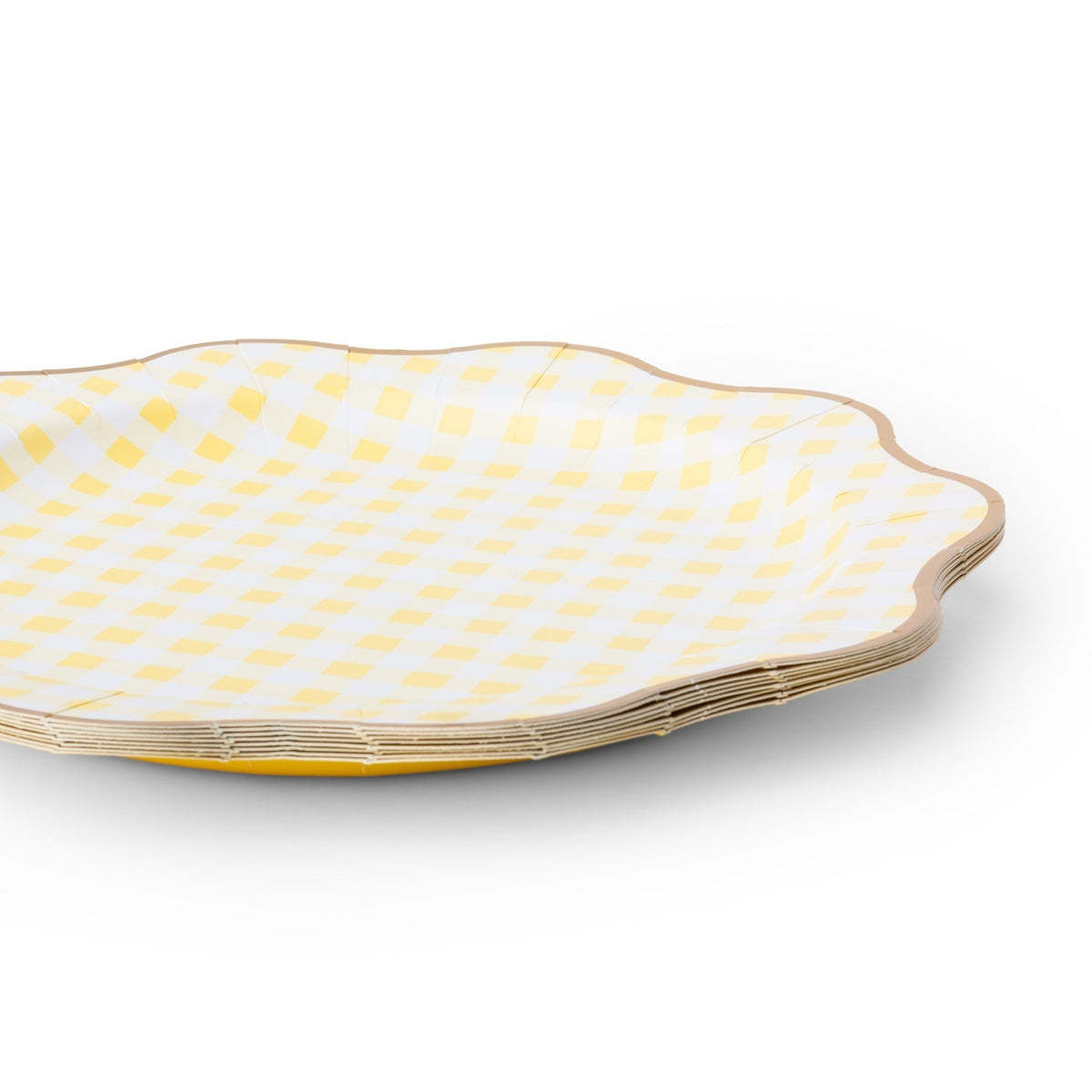 Butter Yellow Gingham Dinner Plates