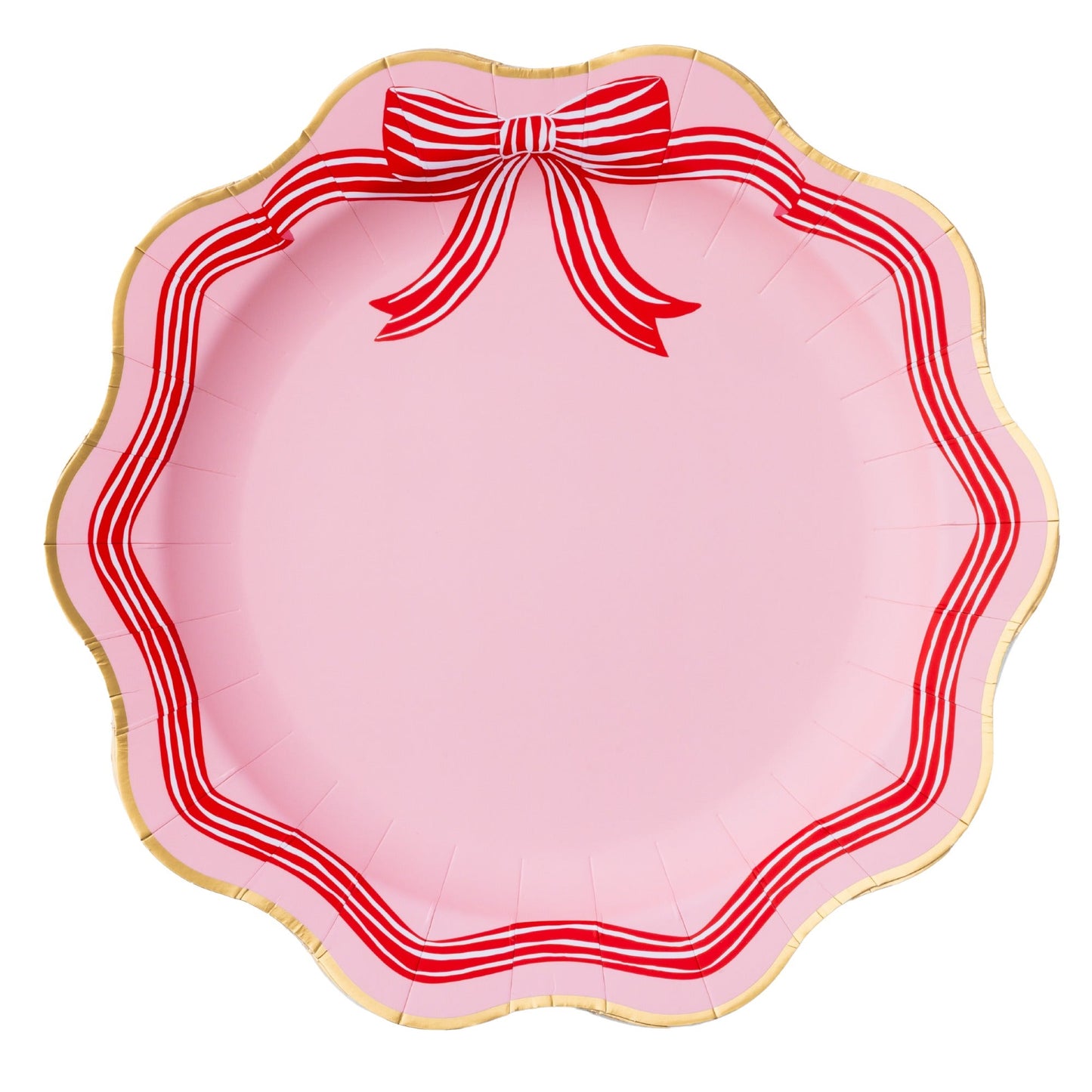 Elegant Pink Peppermint Bow Dinner Plates