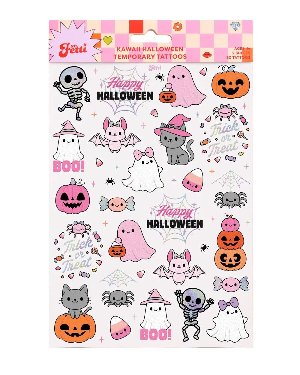 Pink Halloween Kawaii Temporary Tattoos