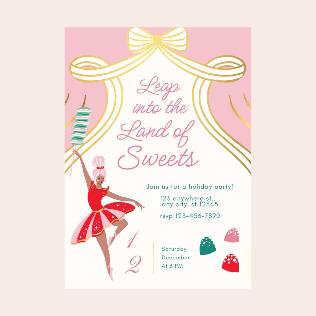 Sugarplum Fairy Nutcracker Digital Party Invitation