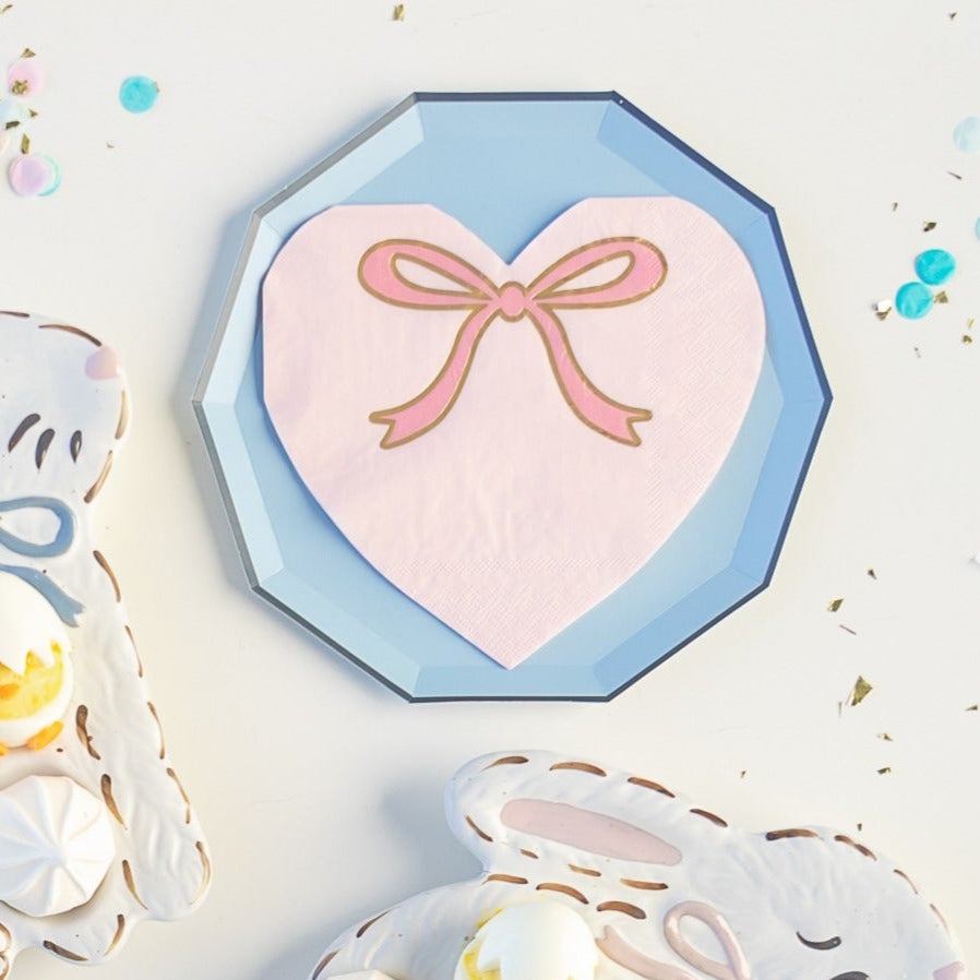 Petal Pink Bow Heart Large Napkins