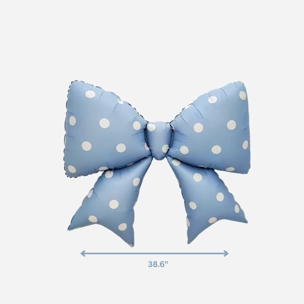 Blue Polka Dot Bow Foil Balloon