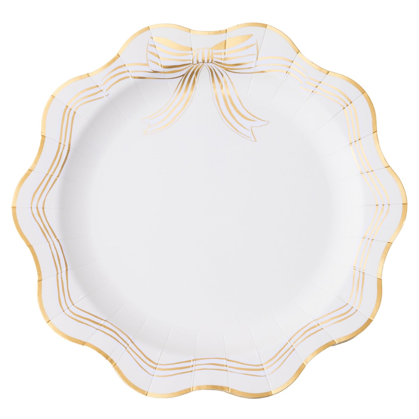 Elegant Cream & Gold Bow Dinner Plates
